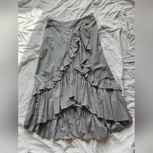 bp Asymmetrical Ruffle Striped Skirt